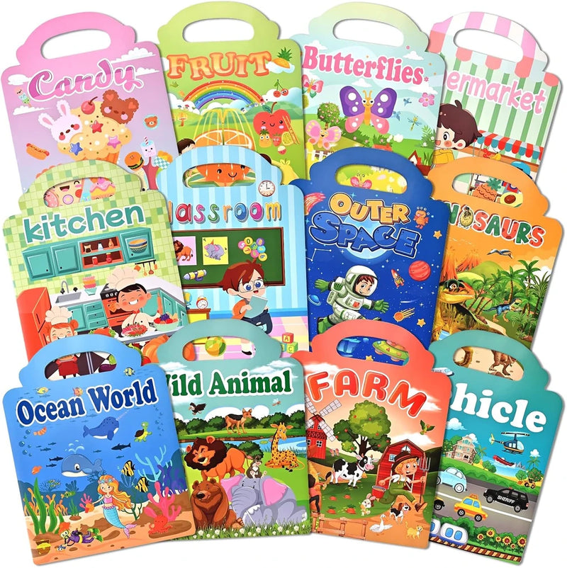 12 Pack Reusable Sticker Book 600+ Stickers