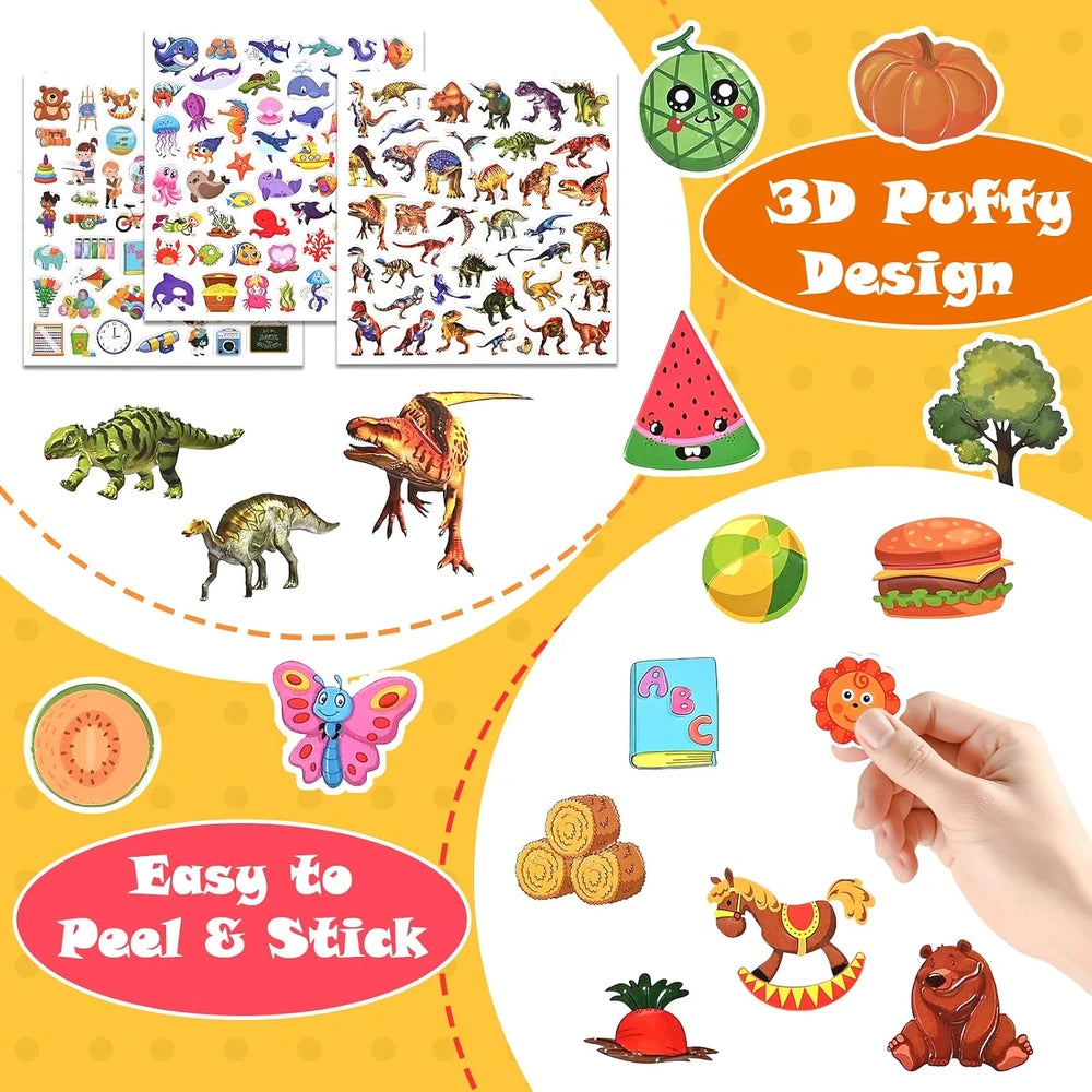 12 Pack Reusable Sticker Book 600+ Stickers