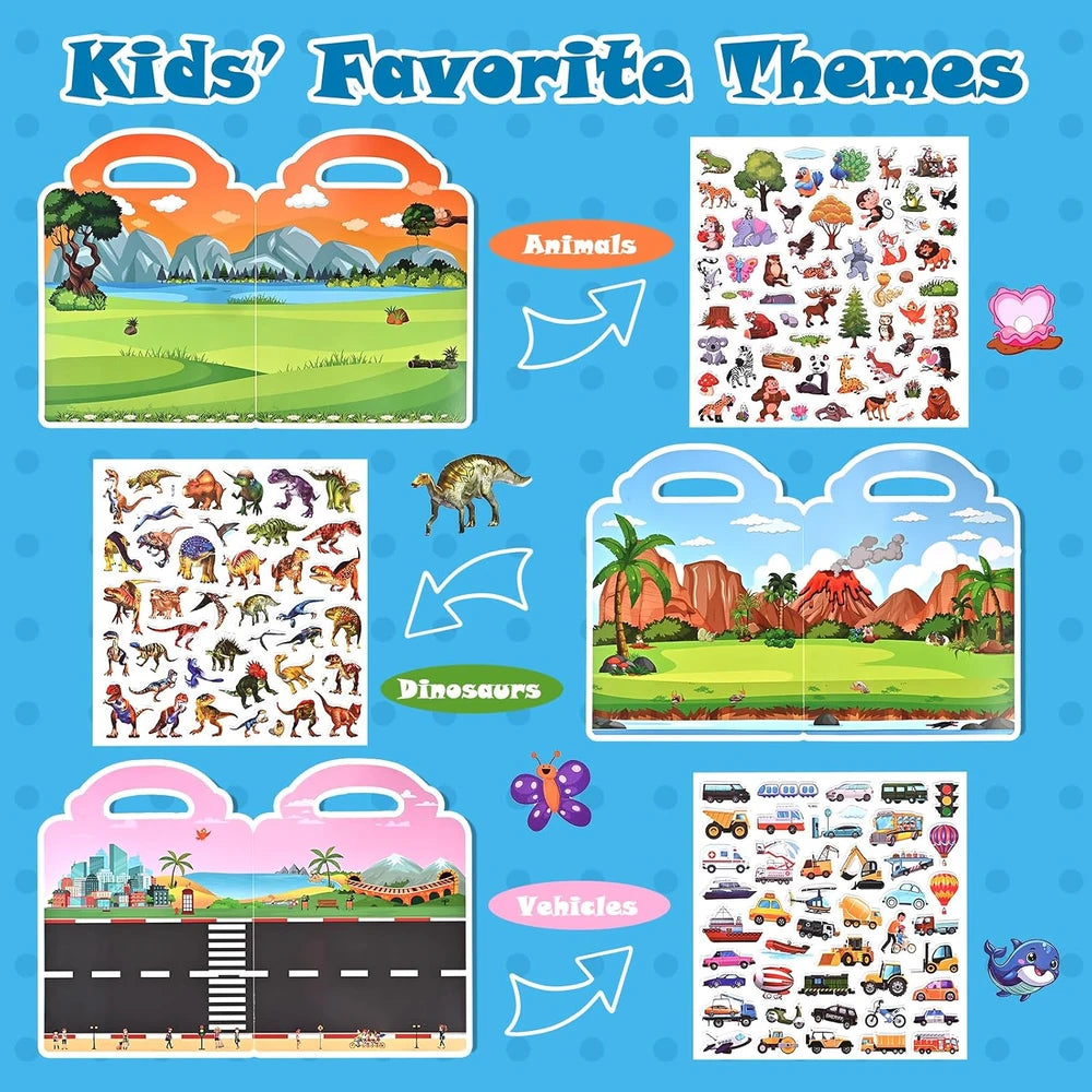 12 Pack Reusable Sticker Book 600+ Stickers